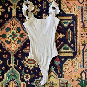 Gray Ruffled Bodysuit